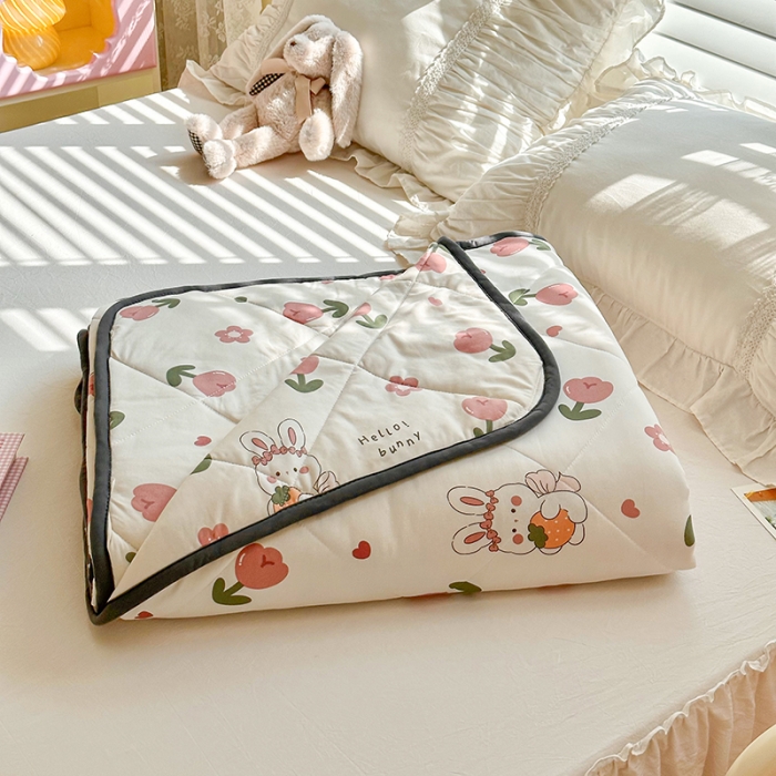 91家纺网 家纺一手货源 找家纺 琪格格 2023新款A类针织棉夏被 郁金香兔