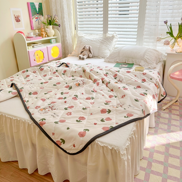 91家纺网 家纺一手货源 找家纺 琪格格 2023新款A类针织棉夏被 郁金香兔