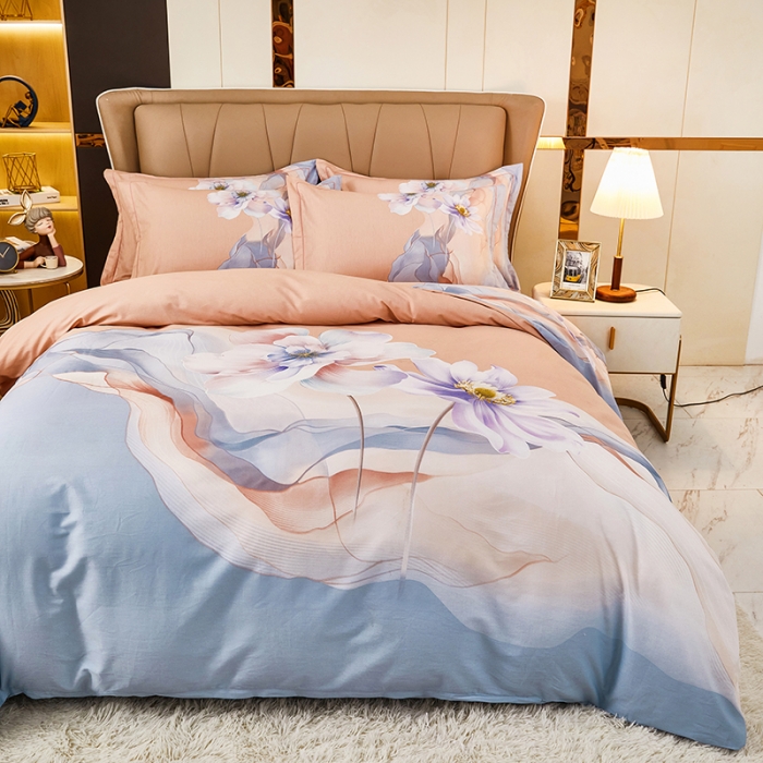 91家纺网 家纺一手货源 找家纺 雲归梦2023新款13372全棉活性大版印花简约居家四件套 克莱尔兰