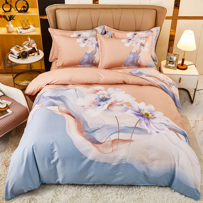 91家纺网 家纺一手货源 找家纺 雲归梦2023新款13372全棉活性大版印花简约居家四件套 克莱尔兰