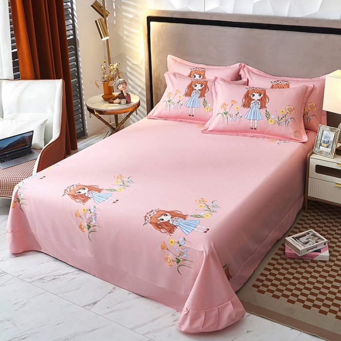 91家纺网 家纺一手货源 找家纺 雲归梦2023新款13372全棉活性大版印花简约居家四件套 甜美女孩