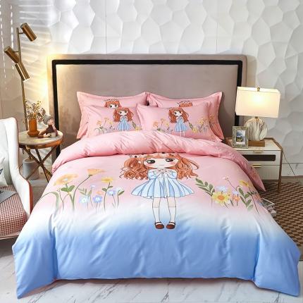 雲归梦2023新款13372全棉活性大版印花简约居家四件套 甜美女孩