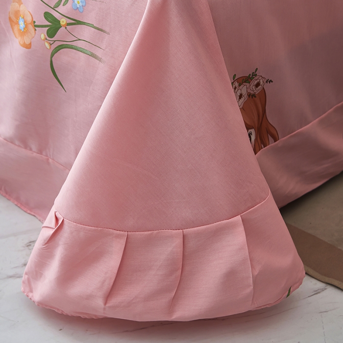 91家纺网 家纺一手货源 找家纺 雲归梦2023新款13372全棉活性大版印花简约居家四件套 甜美女孩