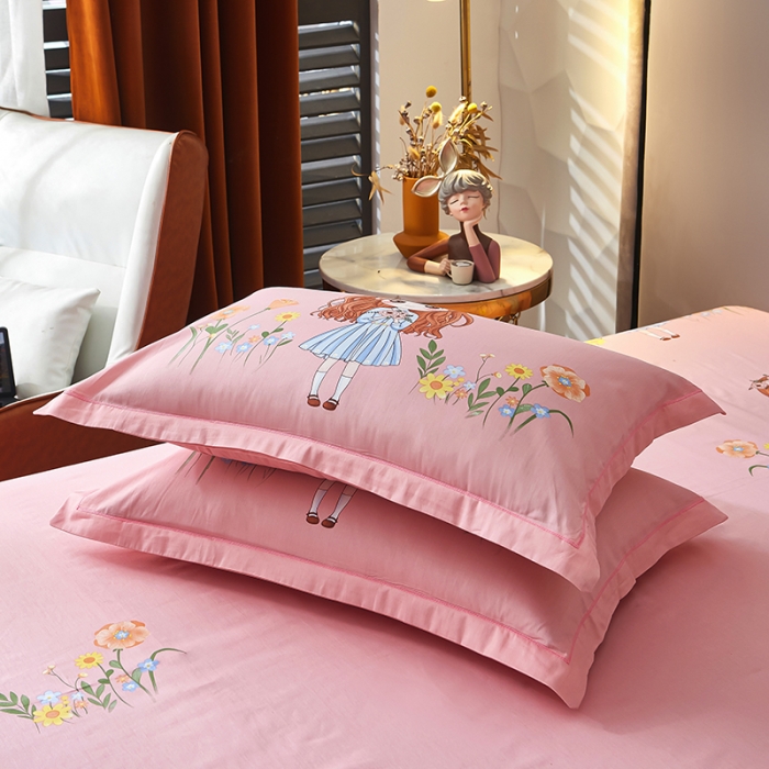 91家纺网 家纺一手货源 找家纺 雲归梦2023新款13372全棉活性大版印花简约居家四件套 甜美女孩