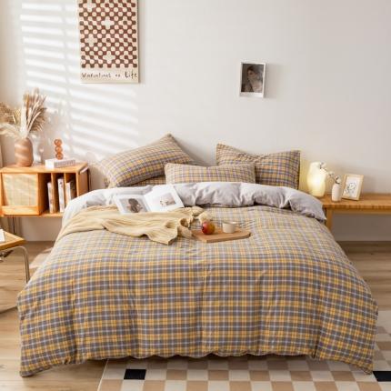 91家纺网 家纺一手货源 找家纺 （总）九沐良品 新款A类色织水洗棉四件套单被套