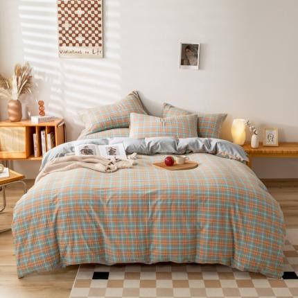 91家纺网 家纺一手货源 找家纺 （总）九沐良品 新款A类色织水洗棉四件套单被套