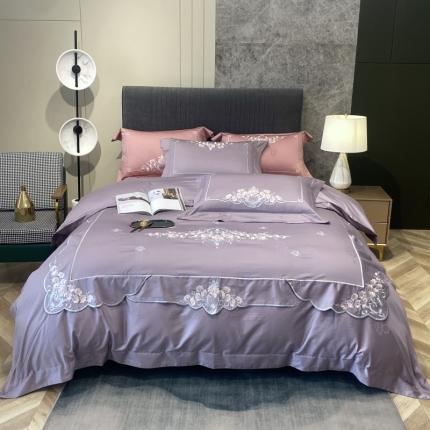 91家纺网 家纺一手货源 找家纺 2025新款双股长绒棉居家款提花系列四件套 依恋（魅力紫）