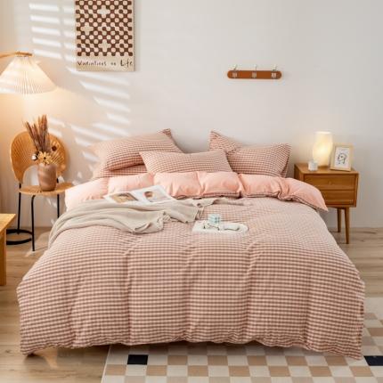 91家纺网 家纺一手货源 找家纺 （总）九沐良品 新款A类色织水洗棉四件套单被套