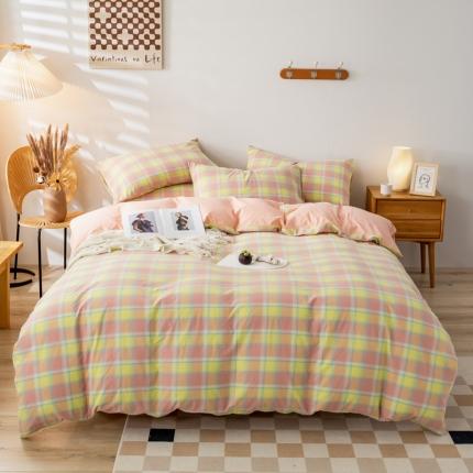 91家纺网 家纺一手货源 找家纺 （总）九沐良品 新款A类色织水洗棉四件套单被套