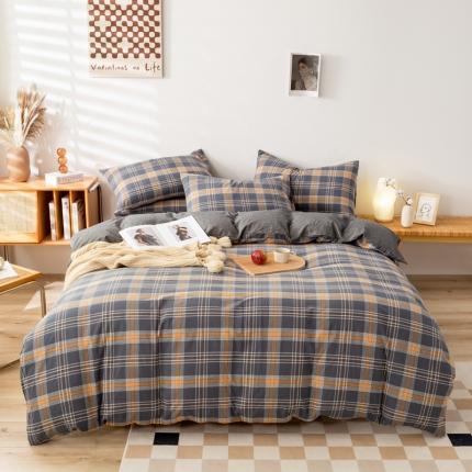 91家纺网 家纺一手货源 找家纺 （总）九沐良品 新款A类色织水洗棉四件套单被套