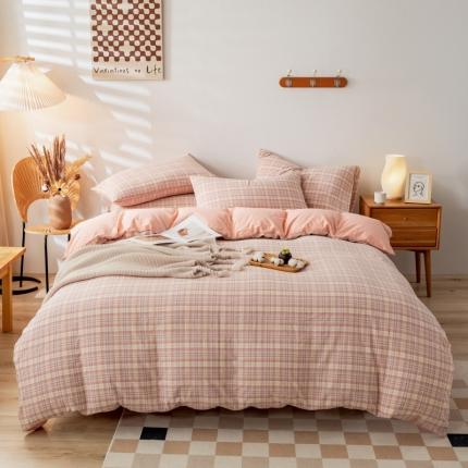 91家纺网 家纺一手货源 找家纺 （总）九沐良品 新款A类色织水洗棉四件套单被套