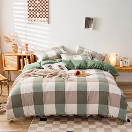 91家纺网 家纺一手货源 找家纺 （总）九沐良品 新款A类色织水洗棉四件套单被套