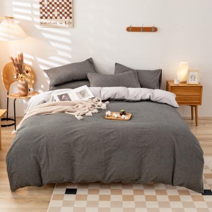 91家纺网 家纺一手货源 找家纺 （总）九沐良品 新款A类色织水洗棉四件套单被套