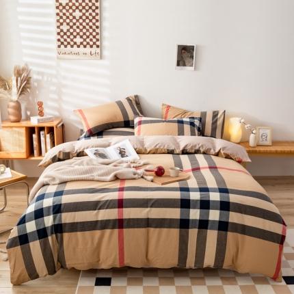 91家纺网 家纺一手货源 找家纺 （总）九沐良品 新款A类色织水洗棉四件套单被套