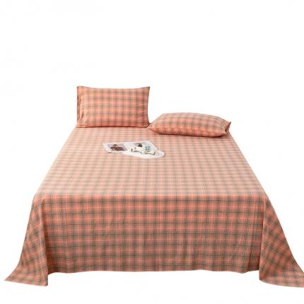 91家纺网 家纺一手货源 找家纺 九沐良品 新款A类色织水洗棉床单 芳华粉