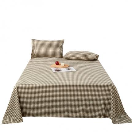 91家纺网 家纺一手货源 找家纺 九沐良品 新款A类色织水洗棉床单 绿小格