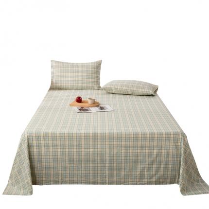 91家纺网 家纺一手货源 找家纺 九沐良品 新款A类色织水洗棉床单 森与绿