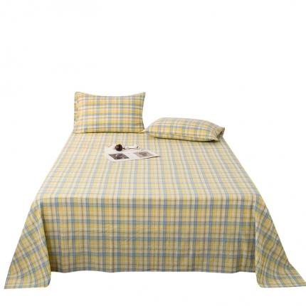 91家纺网 家纺一手货源 找家纺 九沐良品 新款A类色织水洗棉床单 星空黄