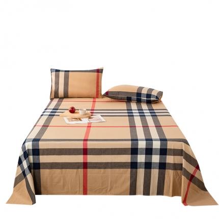 91家纺网 家纺一手货源 找家纺 九沐良品 新款A类色织水洗棉床单 丈青洋红大格