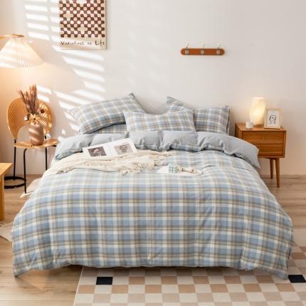 九沐良品 新款A类色织水洗棉四件套单被套 莫妮卡