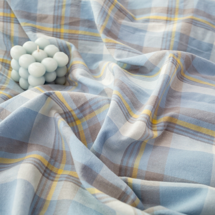 91家纺网 家纺一手货源 找家纺 九沐良品 新款A类色织水洗棉四件套单被套 莫妮卡