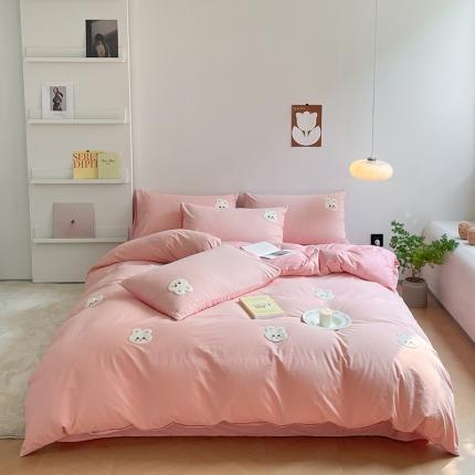 91家纺网 家纺一手货源 找家纺 雅居纺 2023新款全棉毛巾绣四件套 开心熊