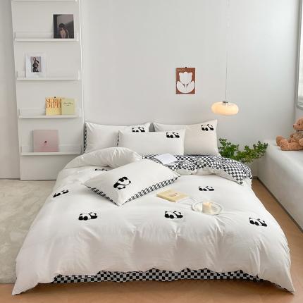 91家纺网 家纺一手货源 找家纺 雅居纺 2023新款全棉毛巾绣四件套 开心熊