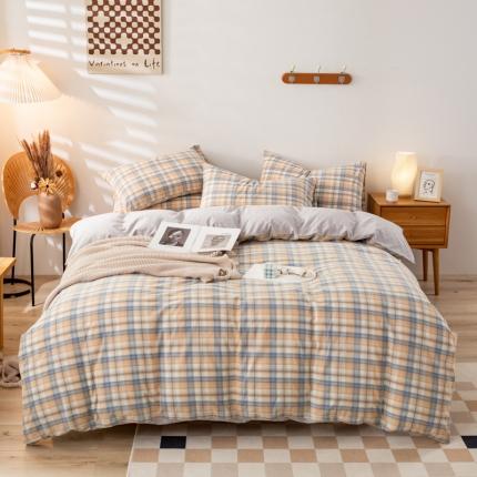 九沐良品 新款A类色织水洗棉四件套单被套 星空米