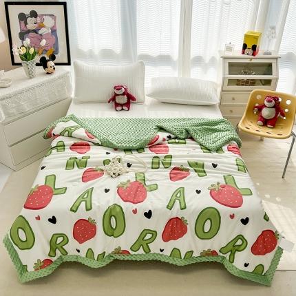 91家纺网 家纺一手货源 找家纺 塔塔2025新款全棉3D豆豆懒人被 草莓果酱