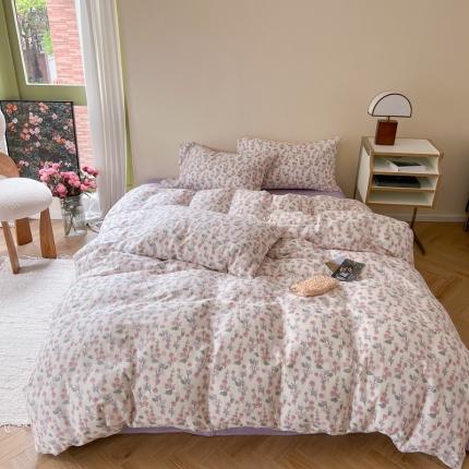 91家纺网 家纺一手货源 找家纺 (总)时年 2023新款全棉双层纱四件套