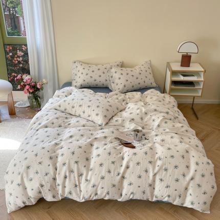 91家纺网 家纺一手货源 找家纺 (总)时年 2023新款全棉双层纱四件套