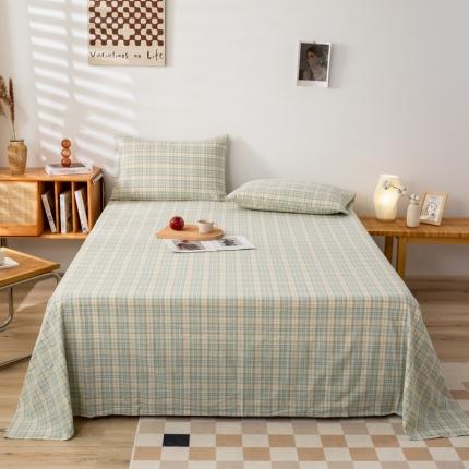 九沐良品 新款A类色织水洗棉床单 森与绿