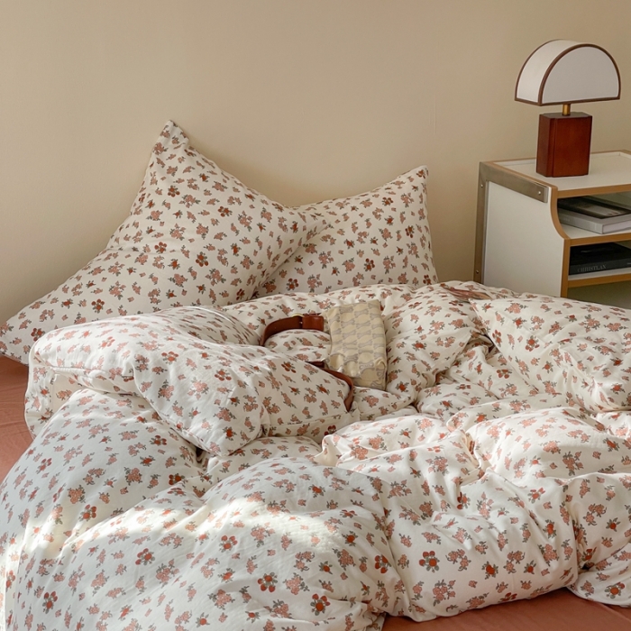 91家纺网 家纺一手货源 找家纺 (总)时年 2023新款全棉双层纱四件套