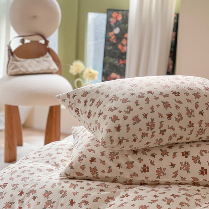 91家纺网 家纺一手货源 找家纺 (总)时年 2023新款全棉双层纱四件套