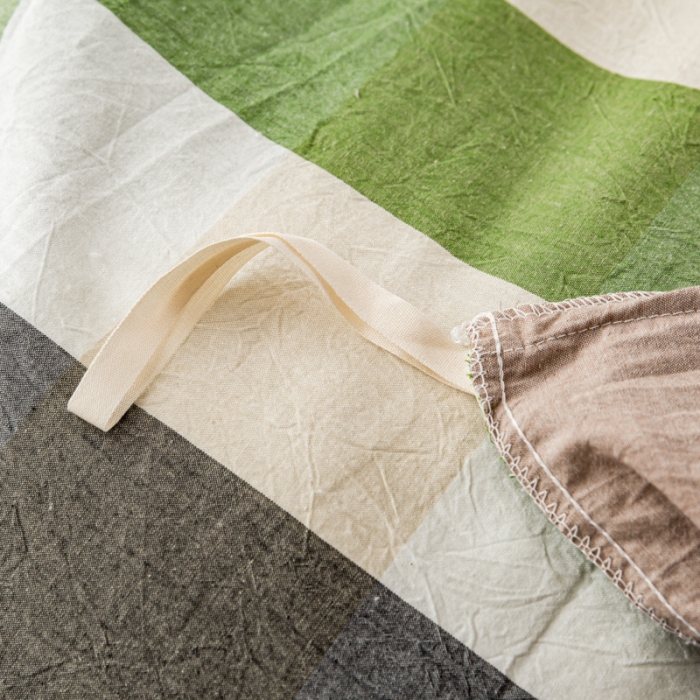 91家纺网 家纺一手货源 找家纺 九沐良品 新款A类色织水洗棉四件套单被套 海青鲜绿格