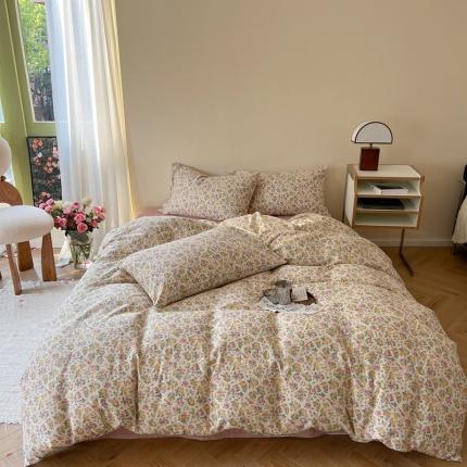 时年 2023新款全棉双层纱四件套 花遇