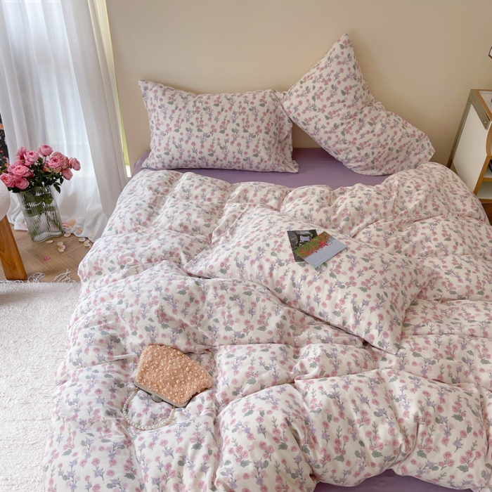 91家纺网 家纺一手货源 找家纺 时年 2023新款全棉双层纱四件套 美雅