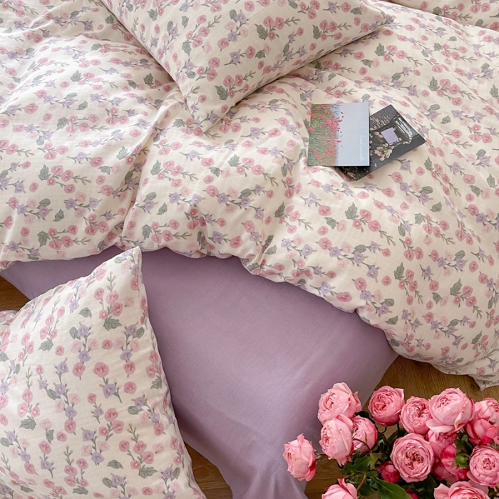 91家纺网 家纺一手货源 找家纺 时年 2023新款全棉双层纱四件套 美雅