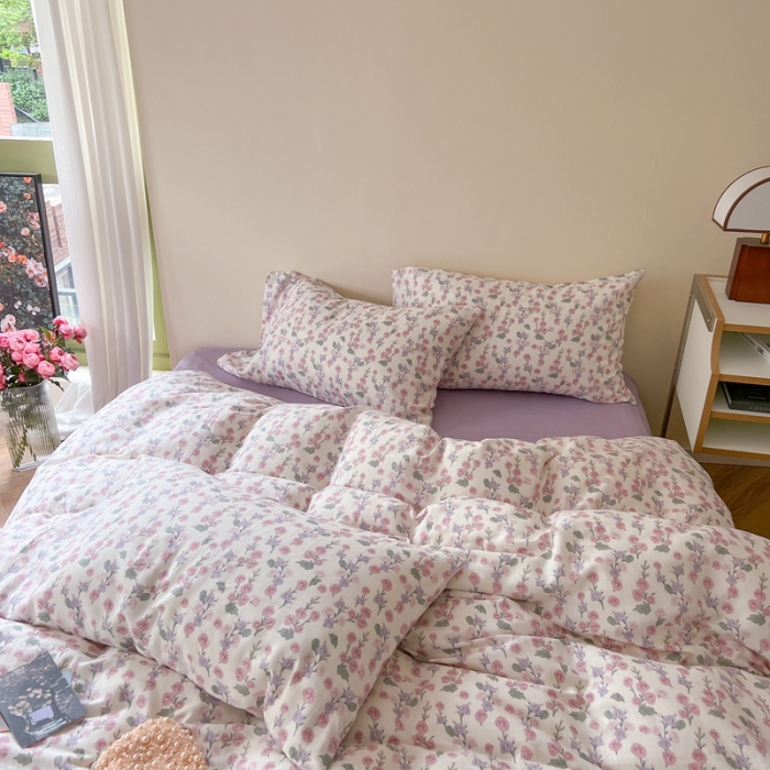 91家纺网 家纺一手货源 找家纺 时年 2023新款全棉双层纱四件套 美雅