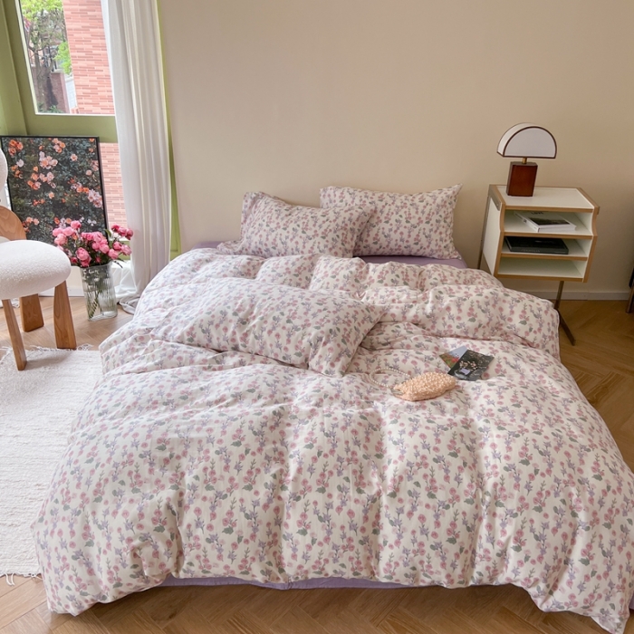 91家纺网 家纺一手货源 找家纺 时年 2023新款全棉双层纱四件套 美雅