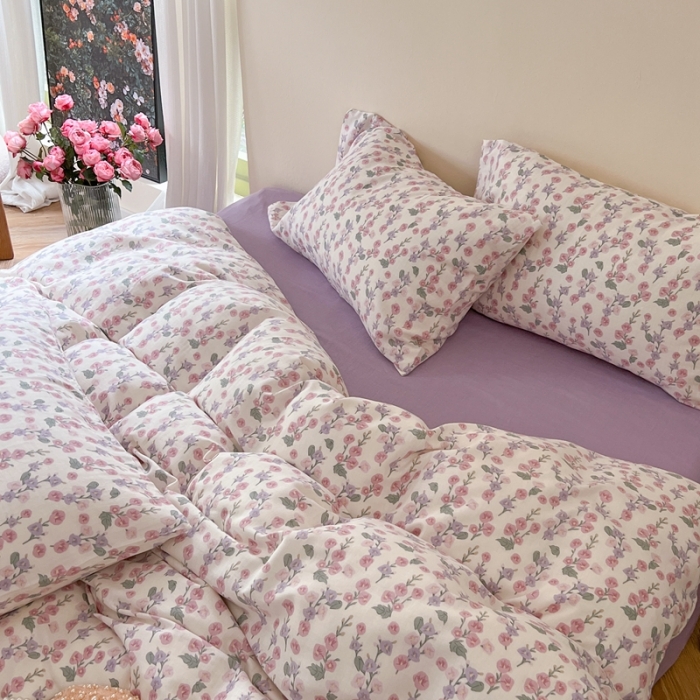 91家纺网 家纺一手货源 找家纺 时年 2023新款全棉双层纱四件套 美雅