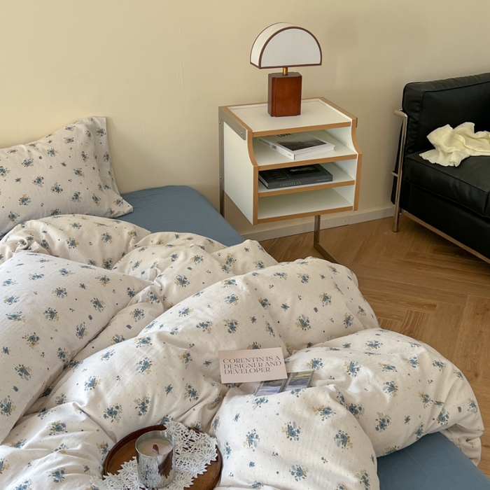 91家纺网 家纺一手货源 找家纺 时年 2023新款全棉双层纱四件套 陌上花开