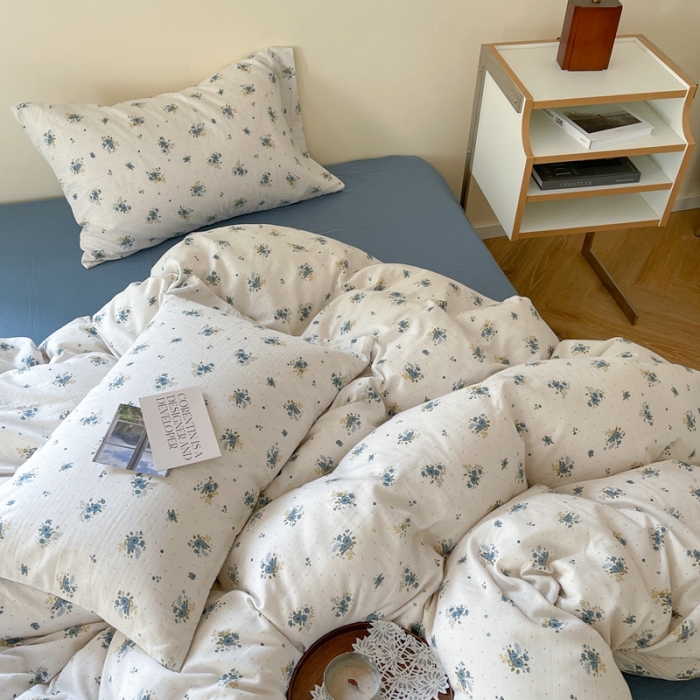 91家纺网 家纺一手货源 找家纺 时年 2023新款全棉双层纱四件套 陌上花开