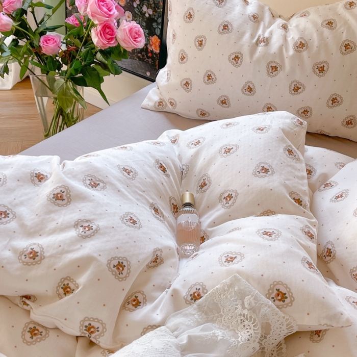 91家纺网 家纺一手货源 找家纺 时年 2023新款全棉双层纱四件套 心意