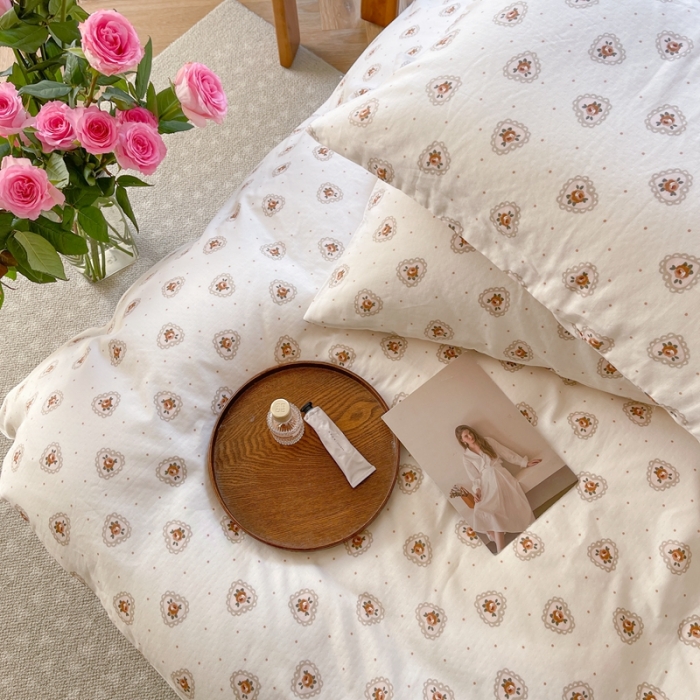 91家纺网 家纺一手货源 找家纺 时年 2023新款全棉双层纱四件套 心意