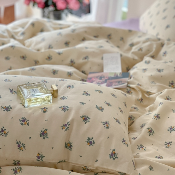 91家纺网 家纺一手货源 找家纺 时年 2023新款全棉双层纱四件套 莹紫