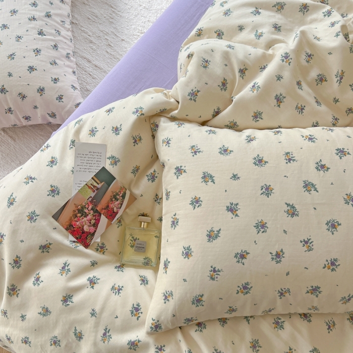 91家纺网 家纺一手货源 找家纺 时年 2023新款全棉双层纱四件套 莹紫