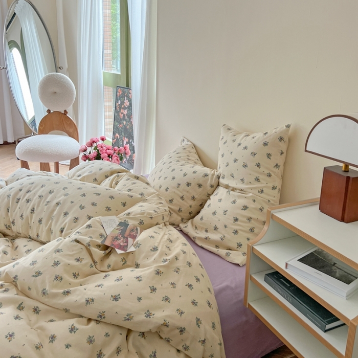 91家纺网 家纺一手货源 找家纺 时年 2023新款全棉双层纱四件套 莹紫