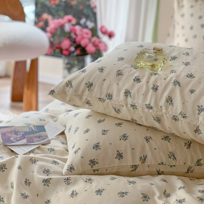 91家纺网 家纺一手货源 找家纺 时年 2023新款全棉双层纱四件套 莹紫