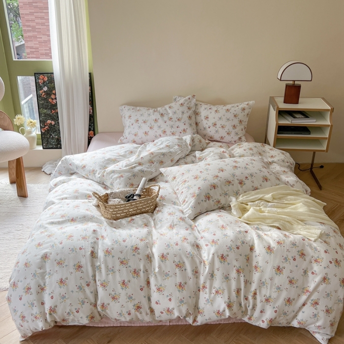 91家纺网 家纺一手货源 找家纺 时年 2023新款全棉双层纱四件套 悠悠谷